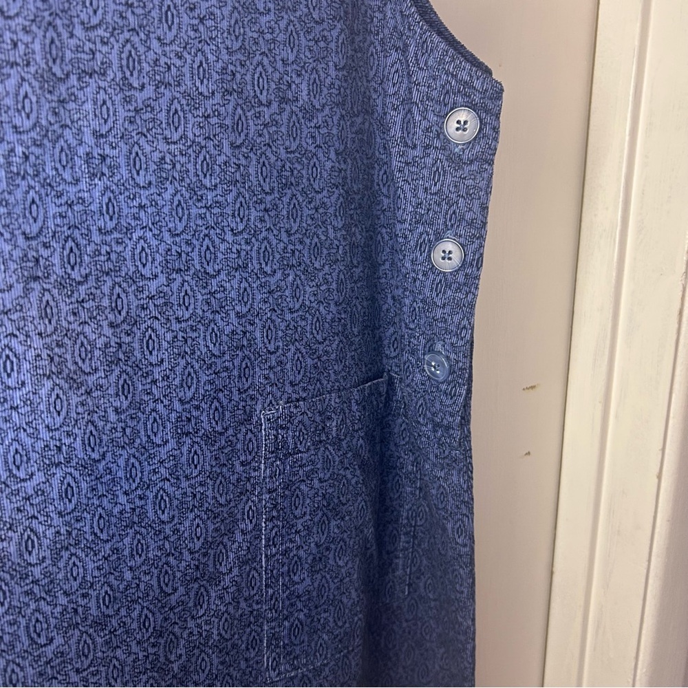 Vintage TY Wear Blue Fine Corduroy Jumper Dress | Size 12P Sleeveless Pinafore